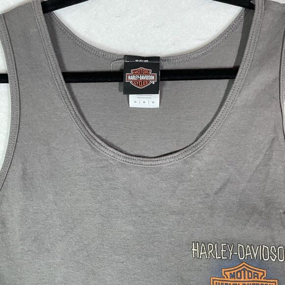 Harley Davidson Roatan Tank Top Mens Sleeveless Top M Back Graphic Gray Shirt - Picture 3 of 5